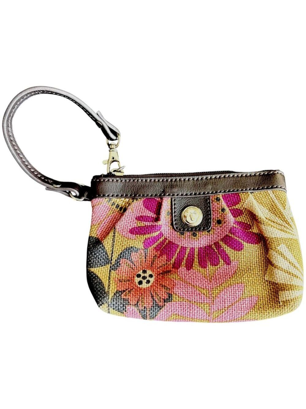 Spartina 449 Daufuskie Island Wristlet - Linen Leather - Olive/Pink - 7x 5 x 2"